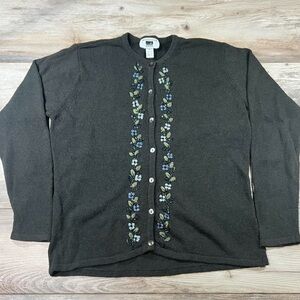 Beaded Black Floral Cardigan
